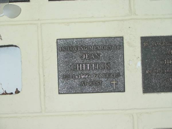 Jean CHITTICK,  | ded 22-1-1999 aged 66 years;  | Polson Cemetery, Hervey Bay  | 