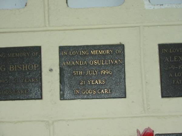 Amanda O'SULLIVAN,  | died 5 July 1996 aged 21 years;  | Polson Cemetery, Hervey Bay  | 