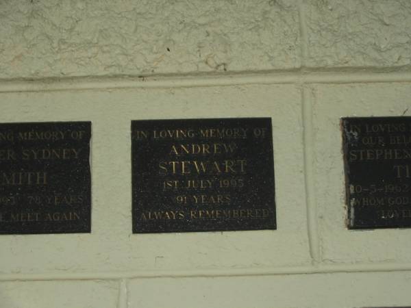 Andrew STEWART,  | died 1 July 1995 aged 91 years;  | Polson Cemetery, Hervey Bay  | 