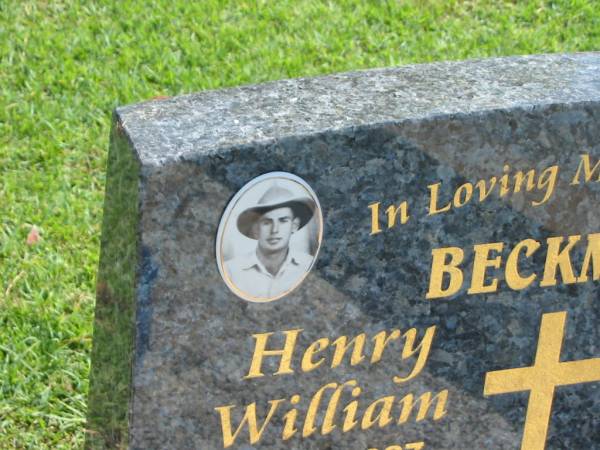 Henry William BECKMAN,  | 11-12-1927 - 08-09-2002,  | husband of Iris,  | father of Basil, Dawn, Cecil, Alan, Elaine, Faryl & Gary;  | Polson Cemetery, Hervey Bay  | 
