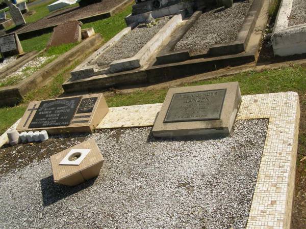 Harold Christie HANSEN,  | born 27 Dec 1910,  | died 12 Dec 1965;  | Vera Gladys HANSEN,  | 16-11-1909 - 3-2-1999,  | wife of Harold,  | mother of Joyce, Mervyn & Evol;  | Polson Cemetery, Hervey Bay  | 
