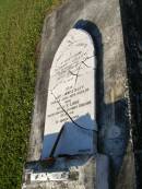 Albert LILLEY,
husband,
died 21 April 1905 aged 41 years;
Amy Jane LILLEY,
died 20? June 1923 aged 60 years;
V.F. LOWE,
killed aircraft accident England 19-9-43;
Polson Cemetery, Hervey Bay