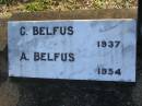 Charles Frederick BELFUS,
6-3-1920 - 2-3-1937 aged 17 years,
son of Carl & Mathilde BELFUS;
Carl August BELFUS,
11-2-1871 - 19-9-1954 aged 83 years,
husband of Mathilde,
father of Charles & Friedericka;
Veronica Sibylle Agnes LINDEBERG,
16-5-1915 - 8-10-1937 aged 22 years,
daughter of Arthur & Mathilde LINDEBERG;
Mathilde Wilhelmine Louisa BELFUS,
29-4-1879 - 14-6-1950 aged 71 years,
daughter of Henry & Wilhelmine PROVE,
wife of Arthur LINDEBERG & Carl BELFUS,
mother of 9 children;
Polson Cemetery, Hervey Bay