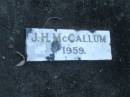 J.H. MCCALLUM,
died 1959;
Polson Cemetery, Hervey Bay