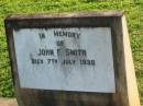John F. SMITH,
died 7 July 1930;
Polson Cemetery, Hervey Bay