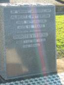 Albert E. PETERSON,
died 19 Jan 1946 aged 60 years;
Dorothy Irene,
wife,
died 24 Nov 1974 aged 80 years;
Polson Cemetery, Hervey Bay