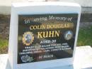 Colin Douglas KUHN,
tragically killed 9 Aug 1956 aged 30 years,
wife Marie,
children Errol, Carl, Lynette & Colin;
Polson Cemetery, Hervey Bay