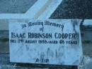 Isaac Robinson COOPER,
dad,
died 17 Aug 1959 aged 65 years;
Polson Cemetery, Hervey Bay