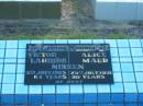 Victor Laurids NISSEN,
died 8 July 1965 aged 64 years;
Alice Maud NISSEN,
died 25 July 1991 aged 90 years;
Polson Cemetery, Hervey Bay