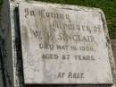 W.P. SINCLAIR,
died 16 May 1956 aged 87 years;
Polson Cemetery, Hervey Bay