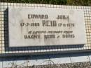 Edward John REID,
17-7-1908 - 17-11-1970,
remembered by Dagny, Herb & Doris;
Polson Cemetery, Hervey Bay