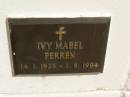 Ivy Mabel PERREN,
14-1-1923 - 1-8-1994;
Polson Cemetery, Hervey Bay