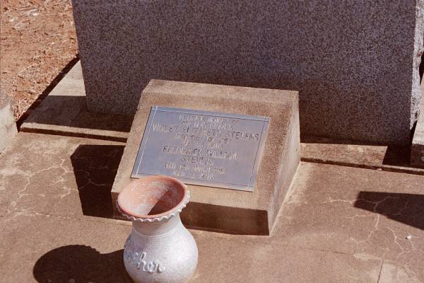 Violet Elizabeth STEVENS  | d: 24 Nov 1952 aged 56  |   | Frederick William STEVENS  | d: 19 Mar 1968 aged 83  |   |   | North Rockhampton Cemetery  |   | 