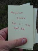 
Margaret GOUGH,
died 21 Jan 1904 aged 34 years;
Rosevale St Patricks Catholic cemetery, Boonah Shire
