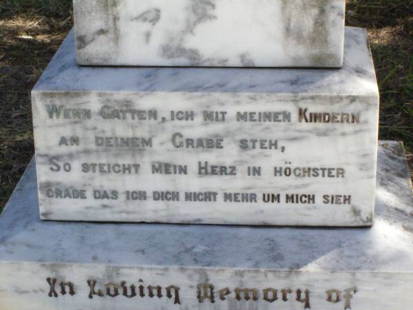 Gotfried W.A. ZAHNOW,  | born 29 Jan 1869 died 16 Aug 1908;  | Matilda T.F. SPANN,  | died 24 Mar 1958 aged 85 years;  | Rosevale St Paul's Lutheran cemetery, Boonah Shire  | 