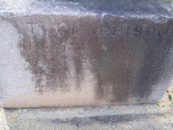 Margaret,  | wife of T. CLAPPISON,  | died ?? May ??? aged 33 years;  | Bald Hills (Sandgate) cemetery, Brisbane  | 