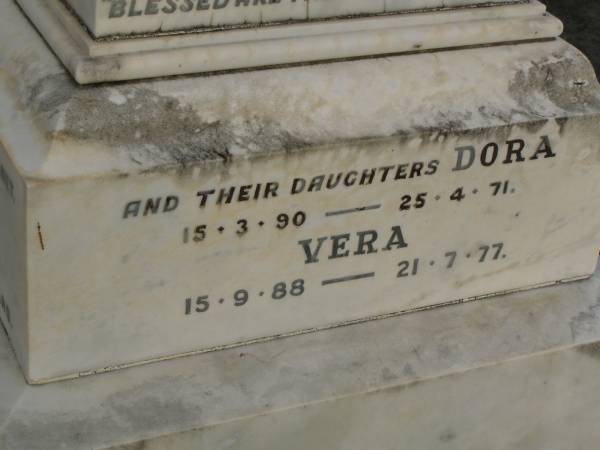 Mary Elizabeth SOUTHERDEN,  | wife of Edward Barton SOUTHERDEN of  | Langholme Sandgate,  | died  Narangba  Friday 20 July 190 aged 67 years;  | Edward Barton SOUTHERDEN,  | born 24 Nov 1830 Isle of Thanet,  | died  Langholme  Sandgate 17 Dec 1906;  | Charles Benjamin,  | son,  | died 18 March 1930 aged 56 years;  | Edward Barton SOUTHERDEN,  | 29 April 1859 - 26 March 1944;  | Frances,  | wife,  | 11 March 1864 - 19 July 1942;  | Dora,  | daughter,  | 15-3-90 - 25-4-71;  | Vera,  | daughter,  | 15-9-88 - 21-7-77;  | Lucy March SOUTHERDEN,  | died Langholme Wed 6 May 1903 aged 46 years;  | Edith Ada,  | sister,  | died 11 Aug 1914 aged 44 years,  | interred Rugby Cemetery England;  | Annie C. SOUTHERDEN,  | died 16 Nov 1938;  | Bald Hills (Sandgate) cemetery, Brisbane  |   | 