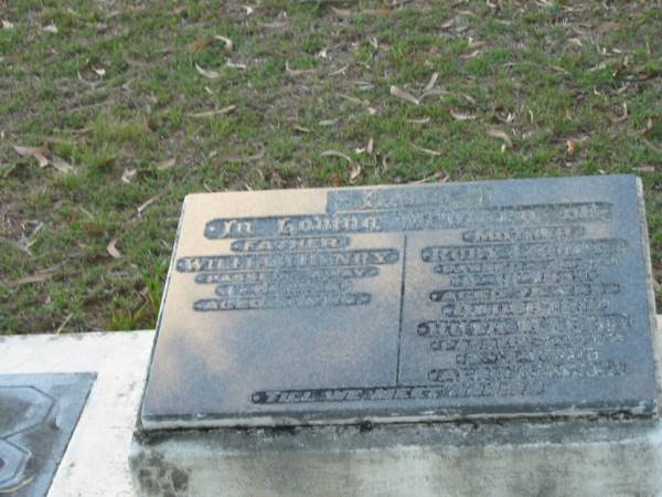 William Henry LANG,  | father,  | died 1? June 1955? aged 71 years;  | Ruby Louisa LANG,  | mother,  | died 8-10-1959 aged 76 years;  | Ruth Marie,  | daughter,  | died 2 July 1970 aged 52 years;  | Bald Hills (Sandgate) cemetery, Brisbane  |   | 