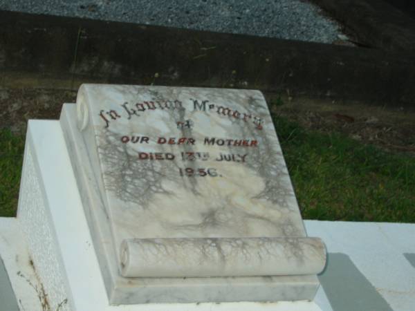 Maurice Lionel BISSELL,  | 1910 - 2000;  | [unnamed] mother,  | died 13 July 1936;  | George Ernest BISSELL,  | 1876 - 1917;  | George Laidler BISSELL,  | 1915 - 1918;  | Gerald George BISSELL,  | 1904 - 1934;  | Enid Dorothy Ellen BOWDEN (nee BISSELL),  | 18-10-1903 - 5-11-2003,  | mum nana;  | Bald Hills (Sandgate) cemetery, Brisbane  | 