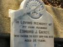 Edmund J. GANDY,
husband,
died 22 Feb 1938 aged 56 years;
Bald Hills (Sandgate) cemetery, Brisbane