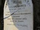 William James,
youngest son of Matthew CRAWFORD,
late of P?kfield Co Westmeath Ireland,
died 27 Aug 1885 aged 42 years;
Bald Hills (Sandgate) cemetery, Brisbane