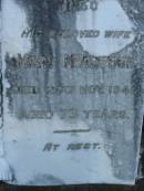 Archibald MCARTHUR,
died 4 April 1937 aged 69 years;
Mary MCARTHUR,
wife,
died 29 Nov 1941 aged 73 years;
Bald Hills (Sandgate) cemetery, Brisbane