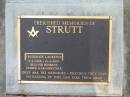 Frederick Laurence STRUTT,
5-2-1928 - 16-1-2000,
husband father grandfather;
Bald Hills (Sandgate) cemetery, Brisbane
