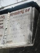 Annie A.M. KRAUSE,
wife mother,
died 1 Aug 1960 aged 81 years;
Otto A. KRAUSE,
husband father,
died 13 Oct 1965 aged 88 years;
Bald Hills (Sandgate) cemetery, Brisbane