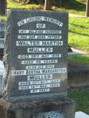 Walter Martin MULLER,
husband father,
died 29 May 1938 aged 46 years;
Mary Bertha Margaretha MULLER,
wife,
born 17 Oct 1896,
died 12 Nov 1994;
Bald Hills (Sandgate) cemetery, Brisbane