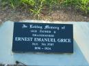 Ernest Emanuel GRICE,
father grandfather,
1896 - 1924;
Bald Hills (Sandgate) cemetery, Brisbane