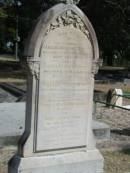 
Alice Constance Lucock
died 25? Sept 1892 aged 24 years
Laura Lavinia Lucock 
3rd Aug 1894 aged 29
William Hall Lucock
6 Oct 1894?
aged 33 ? years
The beloved children of Henry and Mary Ann Lucock of Oxley
Also
Henry Molloy Lucock 5 Apr 1927 aged 2 years
Florence Eveline Lucock
10 Jun 1964? aged 94 years
Sherwood (Anglican) Cemetery, Brisbane
