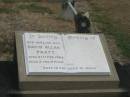 
David Allan PRATT
died 21 Feb 1964 aged 2 yrs 9 mths

Sherwood (Anglican) Cemetery, Brisbane
