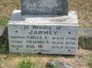 
JARMEY
daughter Isabell E 16-8-25 11 yrs
father Frederick R. 20-4-43  62 yrs
mother Ada M. 24-6-70  82 yrs

