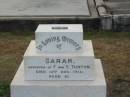 
Sarah
daughter of F and E TAINTON
13 Aug 1912 aged 21

Sherwood (Anglican) Cemetery, Brisbane


