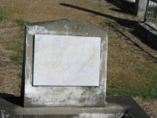 Isabel Agnes McDonnell died 26 nov 1963 aged 43  | Anglican Cemetery, Sherwood.  |   |   | 