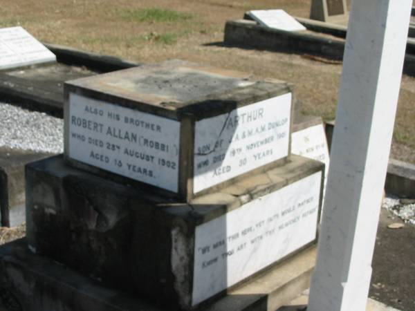 Robert Allan (Robbi) [Dunlop] 25 Aug 1902 aged 15  | Anglican Cemetery, Sherwood.  |   |   | 