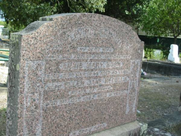 Annie Mary Boon  | died 30 Mar 1944 aged 53 years  | Ellen Jane McCulla (sister of above)  | died 31st Oct 1892 aged 9 years  | Sherwood (Anglican) Cemetery, Brisbane  | 