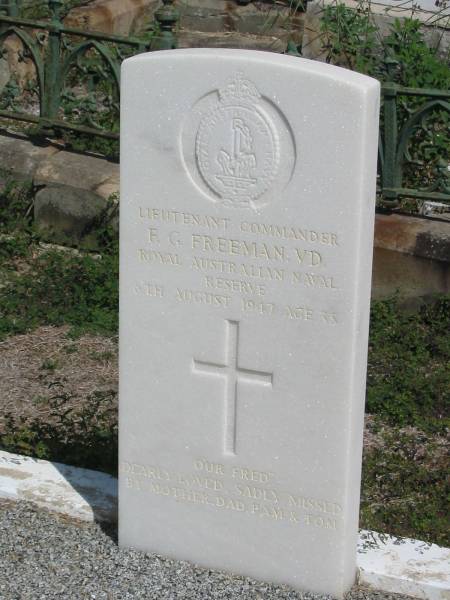 F.G. Freeman  | 6th Aug 1947 age 35  | (our Fred)  |   | Sherwood (Anglican) Cemetery, Brisbane  | 