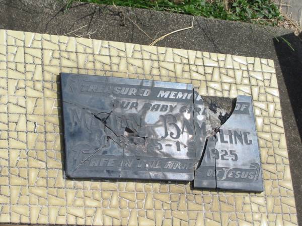 Marian Bambling?  | 30-8-1925 to 1-9-1925  |   | Sherwood (Anglican) Cemetery, Brisbane  |   | 