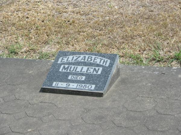 Elizabeth MULLEN  | 11-9-1980  |   | Sherwood (Anglican) Cemetery, Brisbane  |   | 