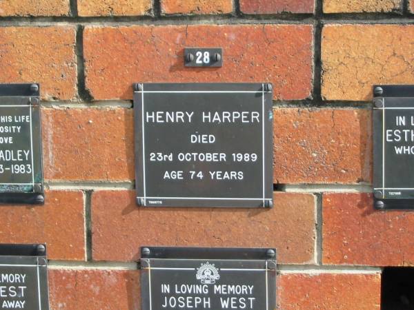 Henry HARPER  | 23 Oct 1989  | 74 yrs  |   | Sherwood (Anglican) Cemetery, Brisbane  | 