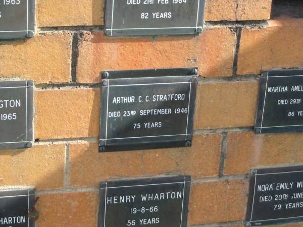 Arthur C C STRATFORD  | 23 Sep 1946  | 75 yrs  |   | Sherwood (Anglican) Cemetery, Brisbane  | 