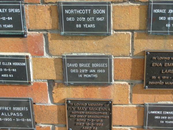 David Bruce BORGGES  | 28 Jan 1969  | 14 months  |   | Sherwood (Anglican) Cemetery, Brisbane  | 