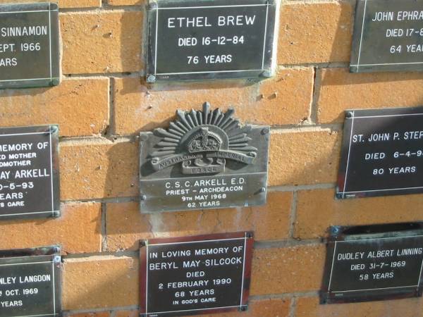 C S C ARKELL  | 9 May 1968  | 62 yrs  |   | Sherwood (Anglican) Cemetery, Brisbane  | 