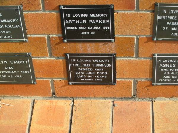 Ethel May THOMPSON  | 23 Jun 2000  | age 94 yrs  |   | Sherwood (Anglican) Cemetery, Brisbane  | 