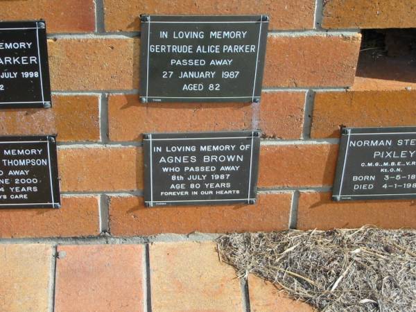 Agnes BROWN  | 8 Jul 1987  | aged 80 yrs  |   | Sherwood (Anglican) Cemetery, Brisbane  | 