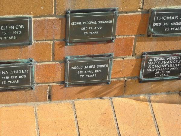 Harold James SHINER  | 18 Apr 1971  | 72 yrs  |   | Sherwood (Anglican) Cemetery, Brisbane  | 