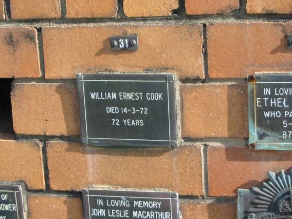 William Ernest COOK  | 14-3-72  | 72 yrs  | Sherwood (Anglican) Cemetery, Brisbane  | 