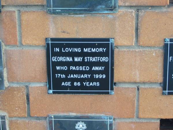 Georgina May STRATFORD  | 17 Jan 1999  | age 86  |   | Sherwood (Anglican) Cemetery, Brisbane  | 