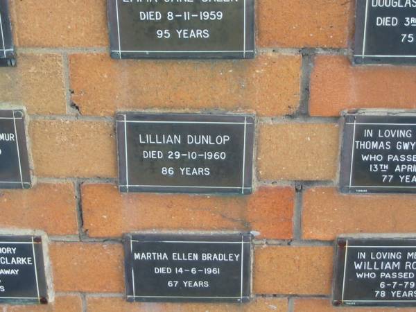 Lillian DUNLOP  | 29-10-1960  | 86yrs  |   | Sherwood (Anglican) Cemetery, Brisbane  | 